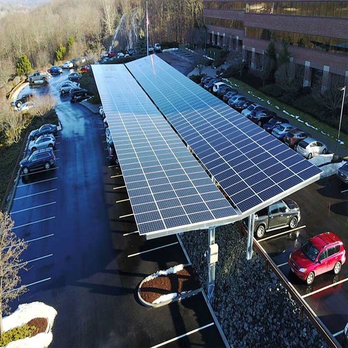 Parenthèse solaire arquée imperméable extérieure de parking de systèmes solaires de parking de pergola de forme