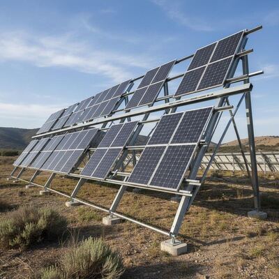 Un bon prix. Systèmes de montage au sol de panneaux solaires avec dégagement au sol jusqu'à 1,2 m et dégagement de hauteur de 8 à 15 pieds typique en ligne